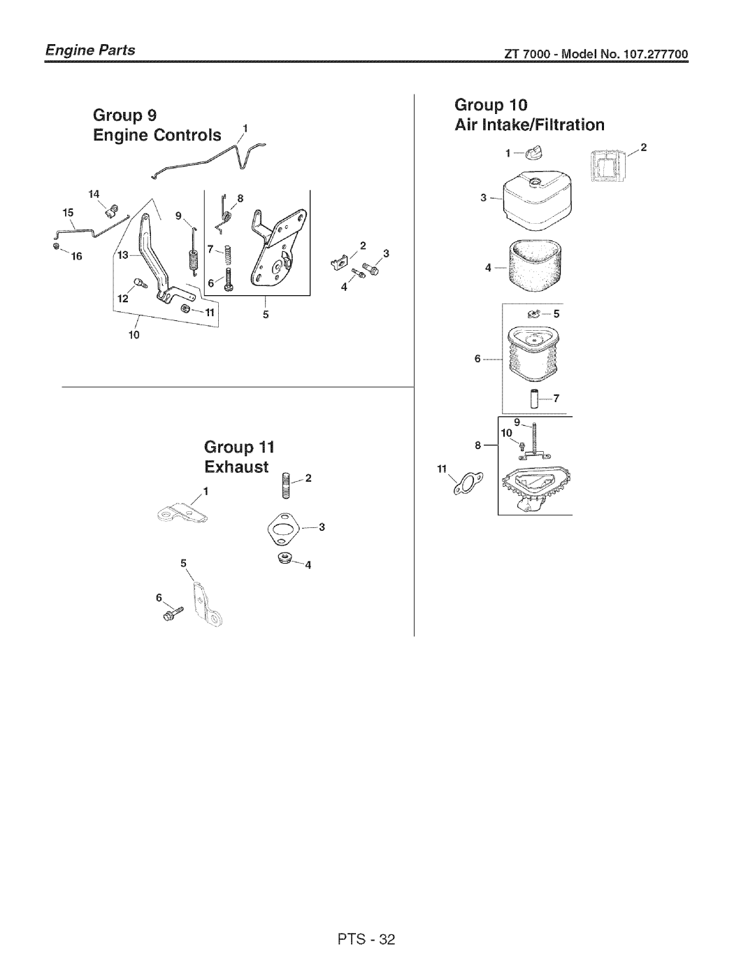 Craftsman 107.2777 manual Air Intake/Filtration 