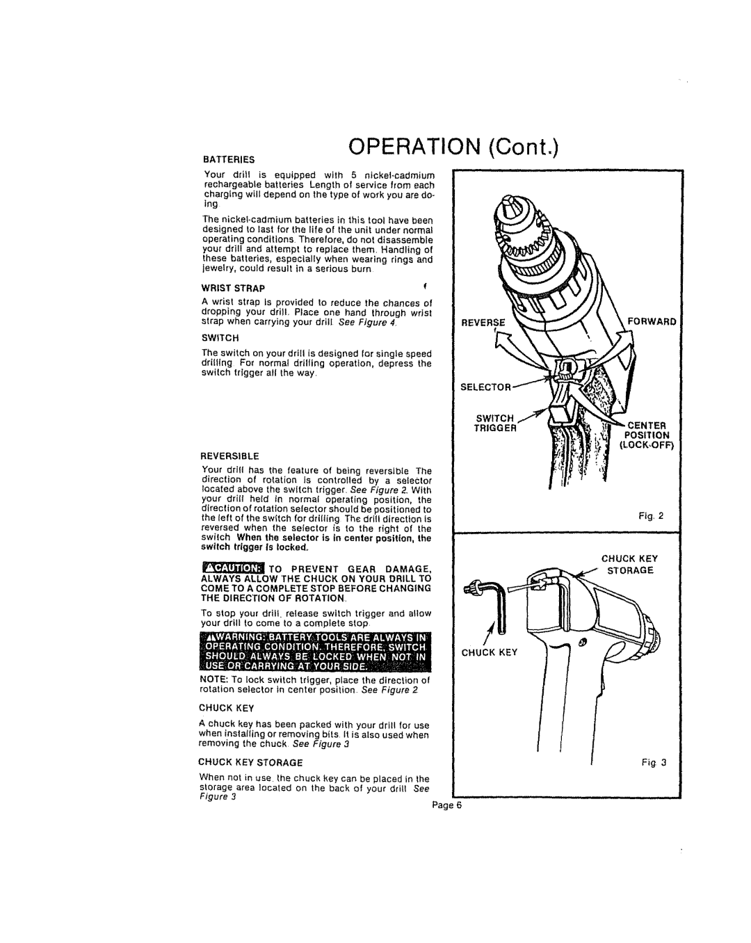 Craftsman 315.111450 owner manual Batteries, Strap, Reverse, Reversible, Chuck KEY, Forward Position LOCK,OFF, Storage 