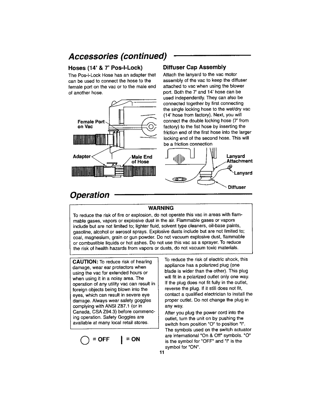 Craftsman 113.179255 owner manual Hoses 14 & 7 Pos-I-Lock, Diffuser Cap Assembly 