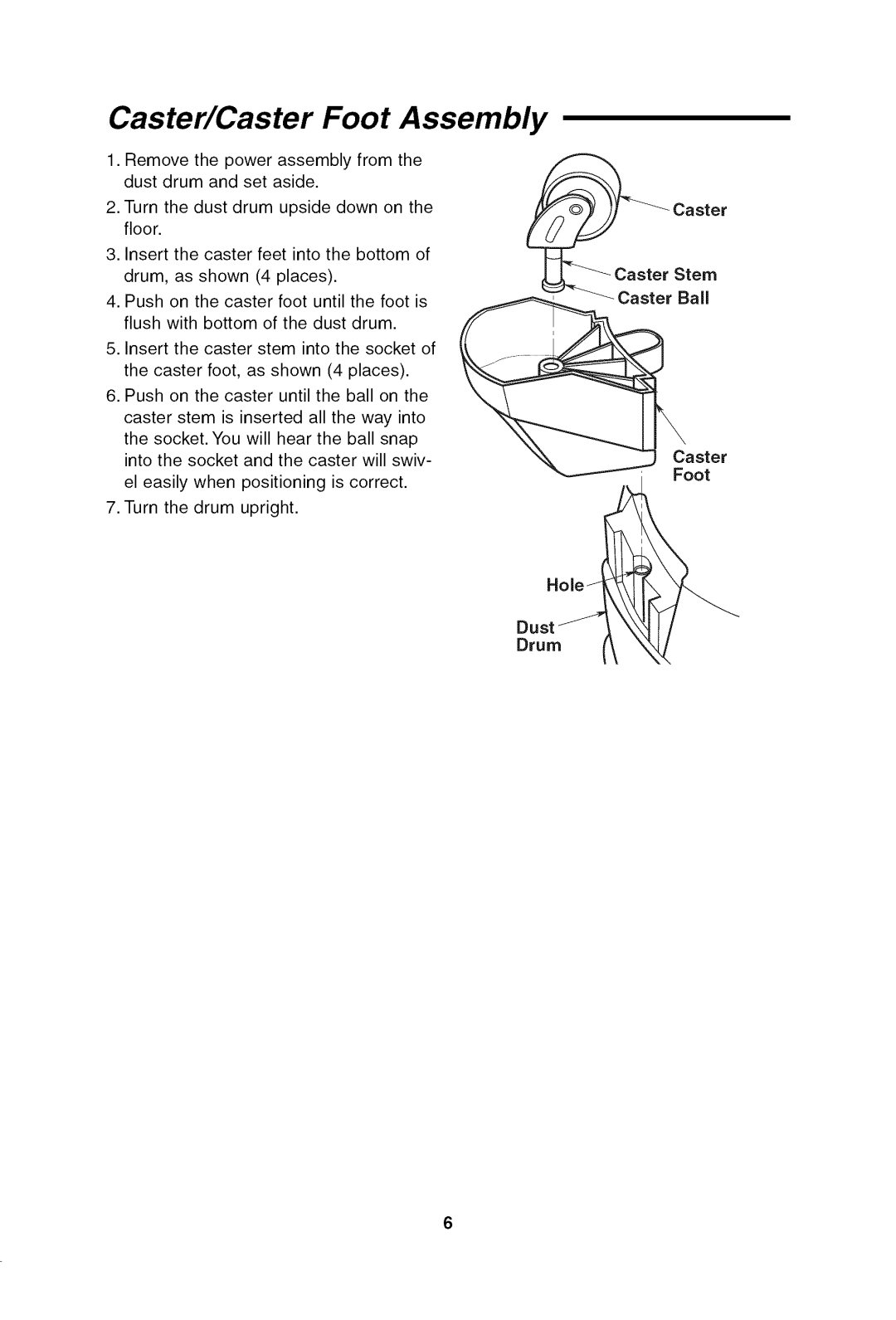 Craftsman 113.17965 owner manual Caster/Caster Foot Assembly 