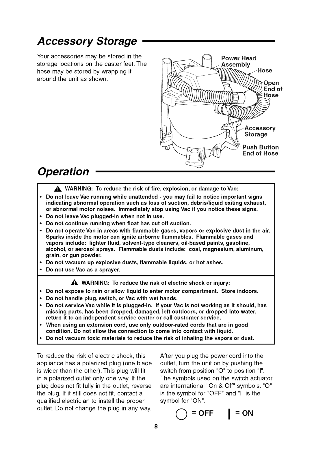 Craftsman 113.17965 owner manual End Hose, End of Hose 