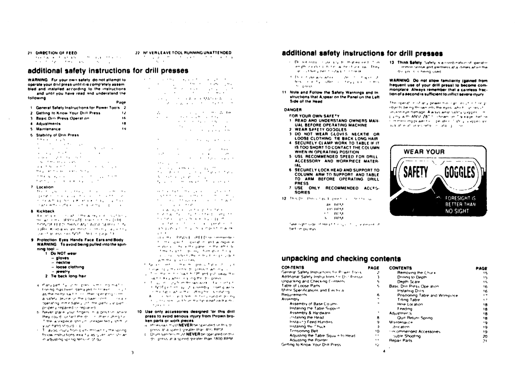 Craftsman 113.213832 warranty Unpacking Checking Contents 