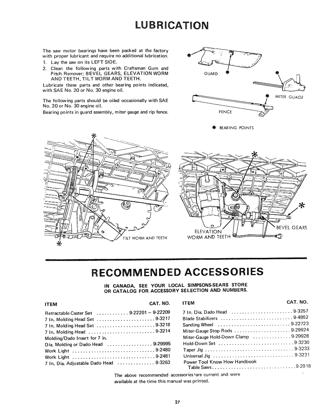 Craftsman 113.24181 owner manual Miter Guage, Worm and Teeth, 22201, 3218 