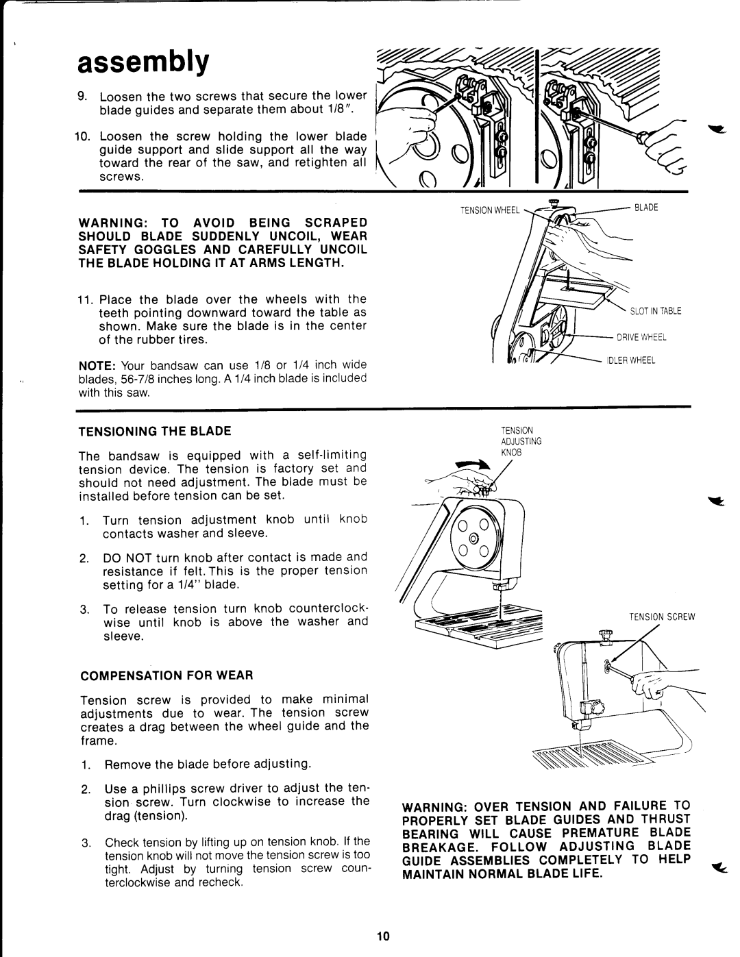 Craftsman 113.244513 BREAKAGE. Follow Adjusting Blade, Creates a drag between the wheel guide, Contacts washer and sleeve 