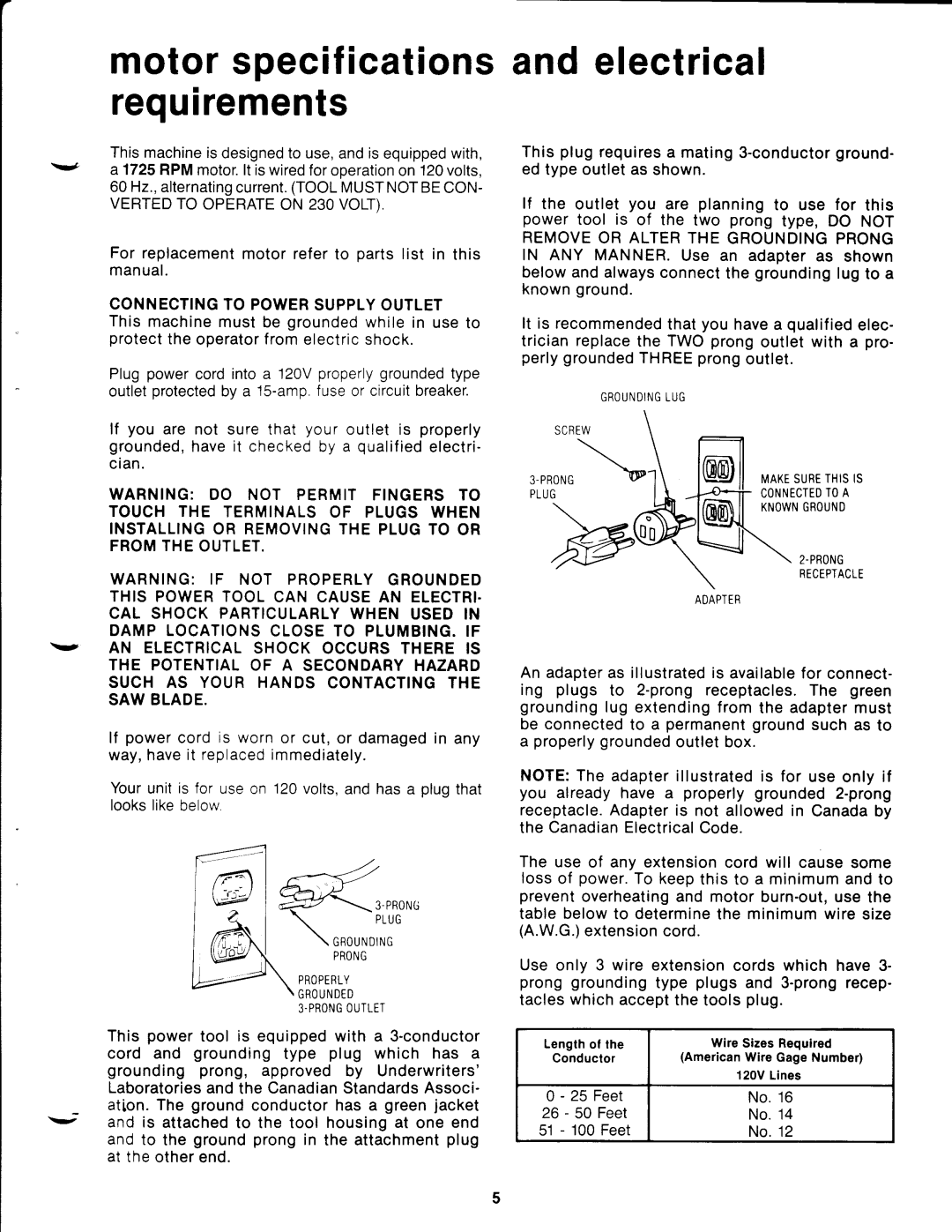 Craftsman 113.244513 owner manual Requirements, Qir-t, Cord and grounding type plug which has a 