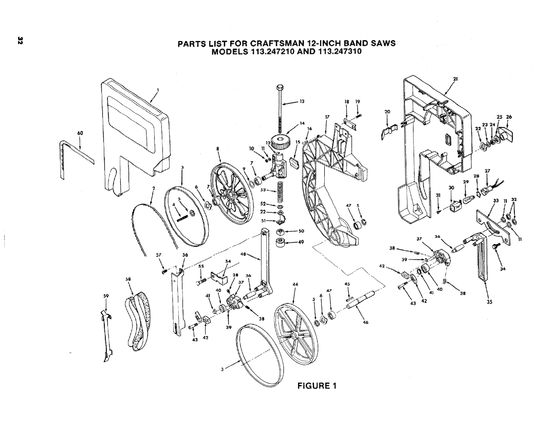 Craftsman 113.2472T0 owner manual Parts List for Craftsman 12-INCH Band Saws, Models 113.247210 