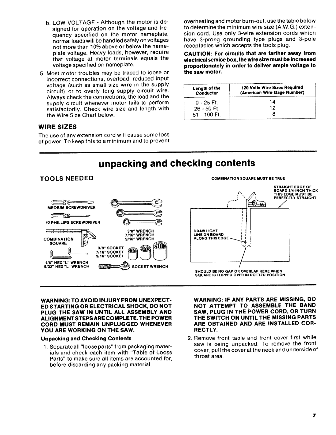 Craftsman 113.2472T0 owner manual Unpacking and checking contents 