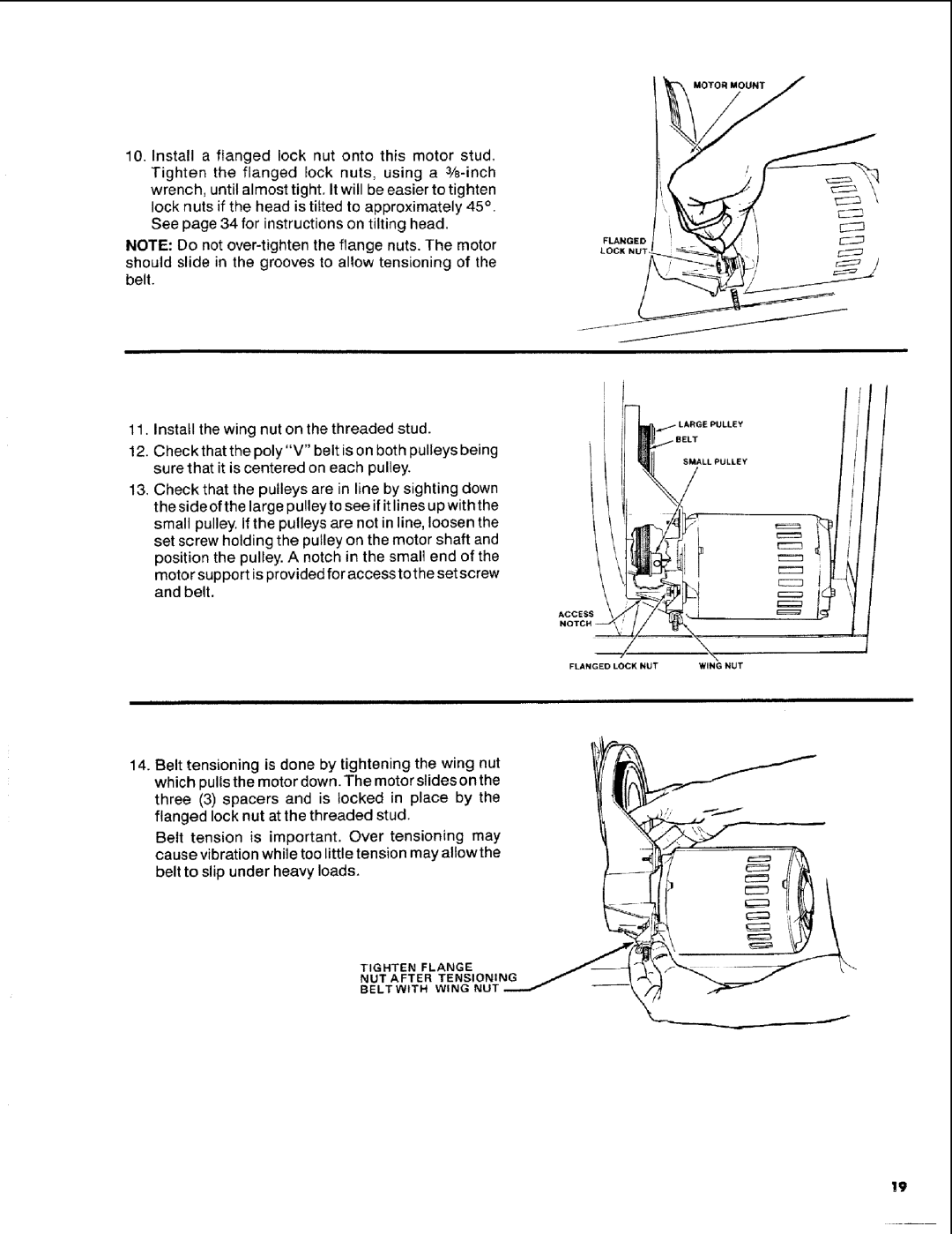 Craftsman 113.248510 owner manual Tighten Flange NUT After Tensioning Beltwith Wing NUT 