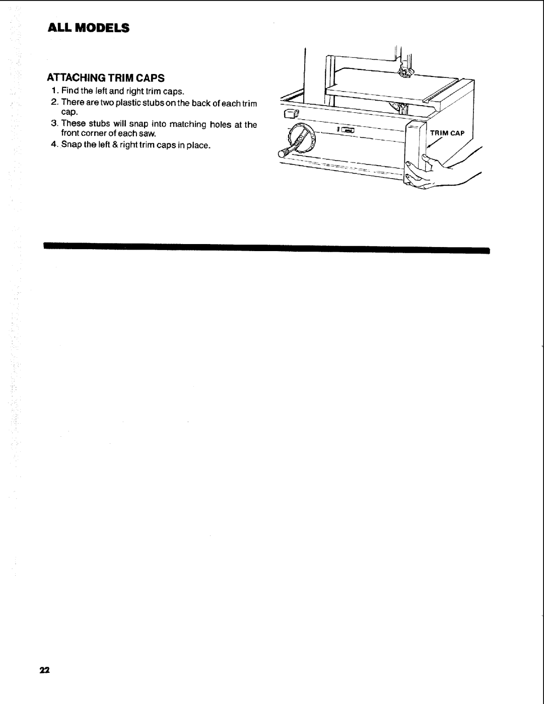 Craftsman 113.248510 owner manual Attaching Trim Caps 