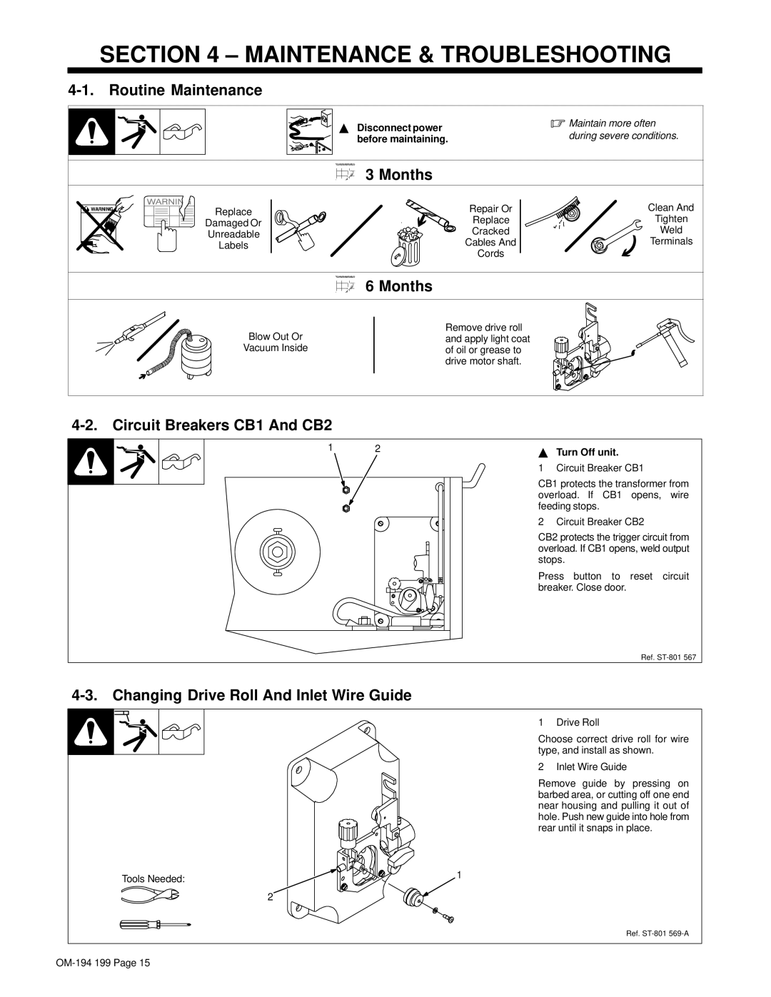 Craftsman 117.205710 operating instructions Maintenance & Troubleshooting, Routine Maintenance, Months 