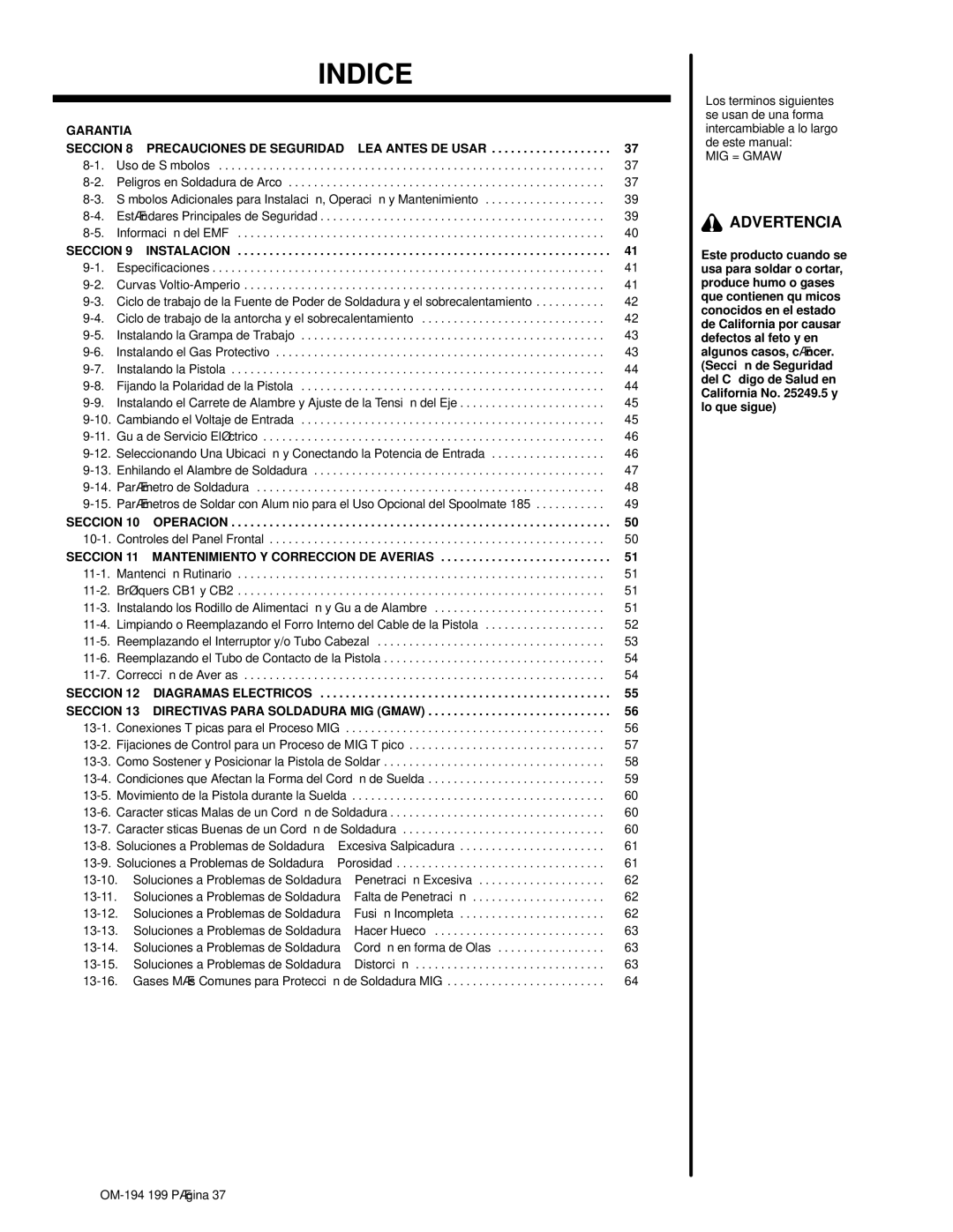 Craftsman 117.205710 operating instructions Indice 