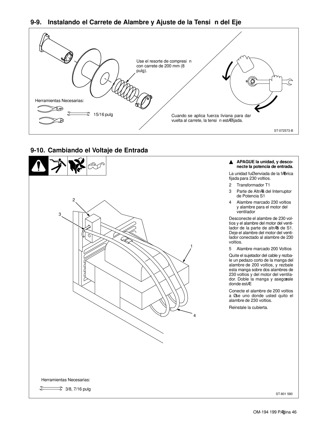 Craftsman 117.205710 operating instructions Cambiando el Voltaje de Entrada 