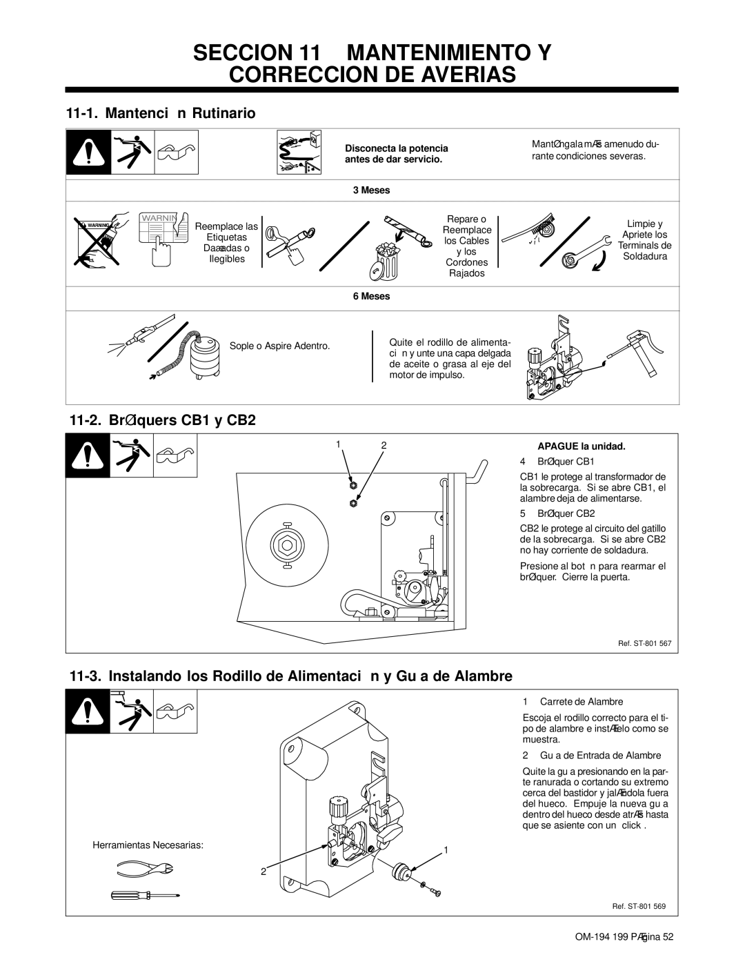 Craftsman 117.205710 Seccion 11 Mantenimiento Y Correccion DE Averias, Mantenció n Rutinario, 11-2. Bré iquers CB1 y CB2 