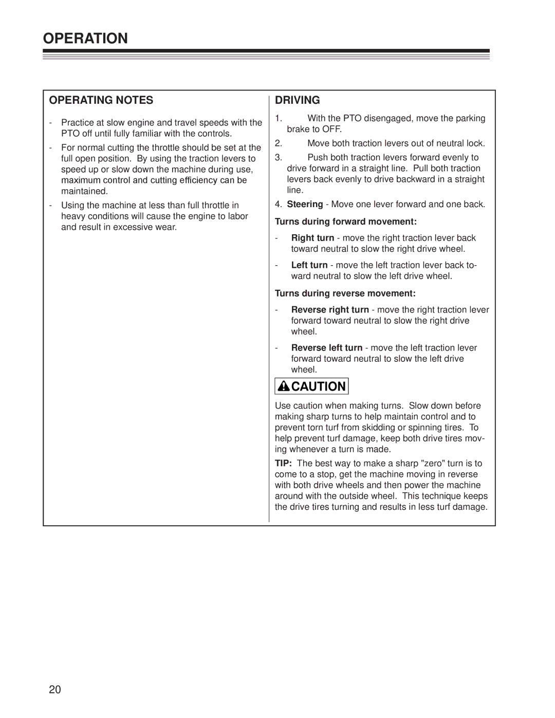 Craftsman 127.28875 manual Operating Notes, Driving 