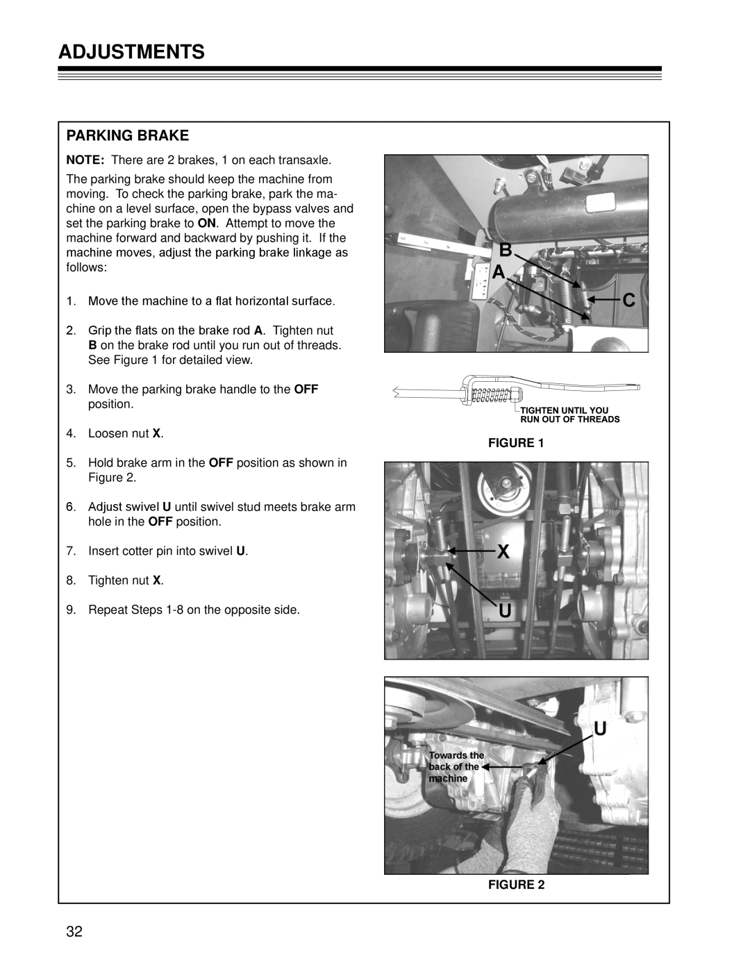 Craftsman 127.28875 manual Adjustments, PARKING Brake 