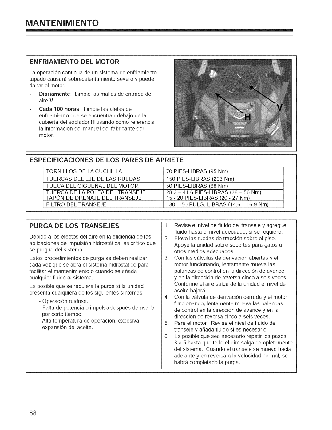 Craftsman 127.28877, 127.28876 manual Enfriamiento DEL Motor, Apriete 