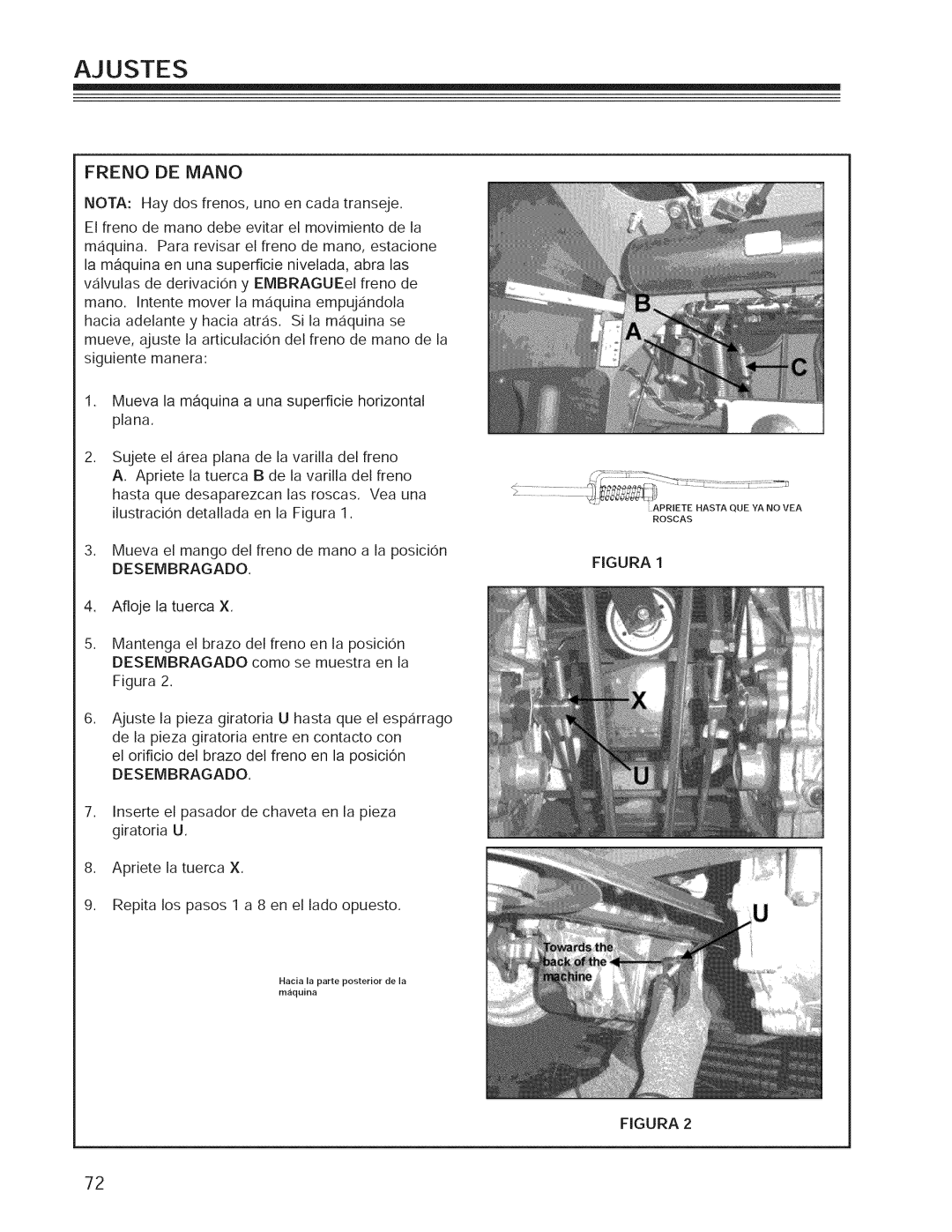 Craftsman 127.28877, 127.28876 manual Freno DE Mano, Desembragado 