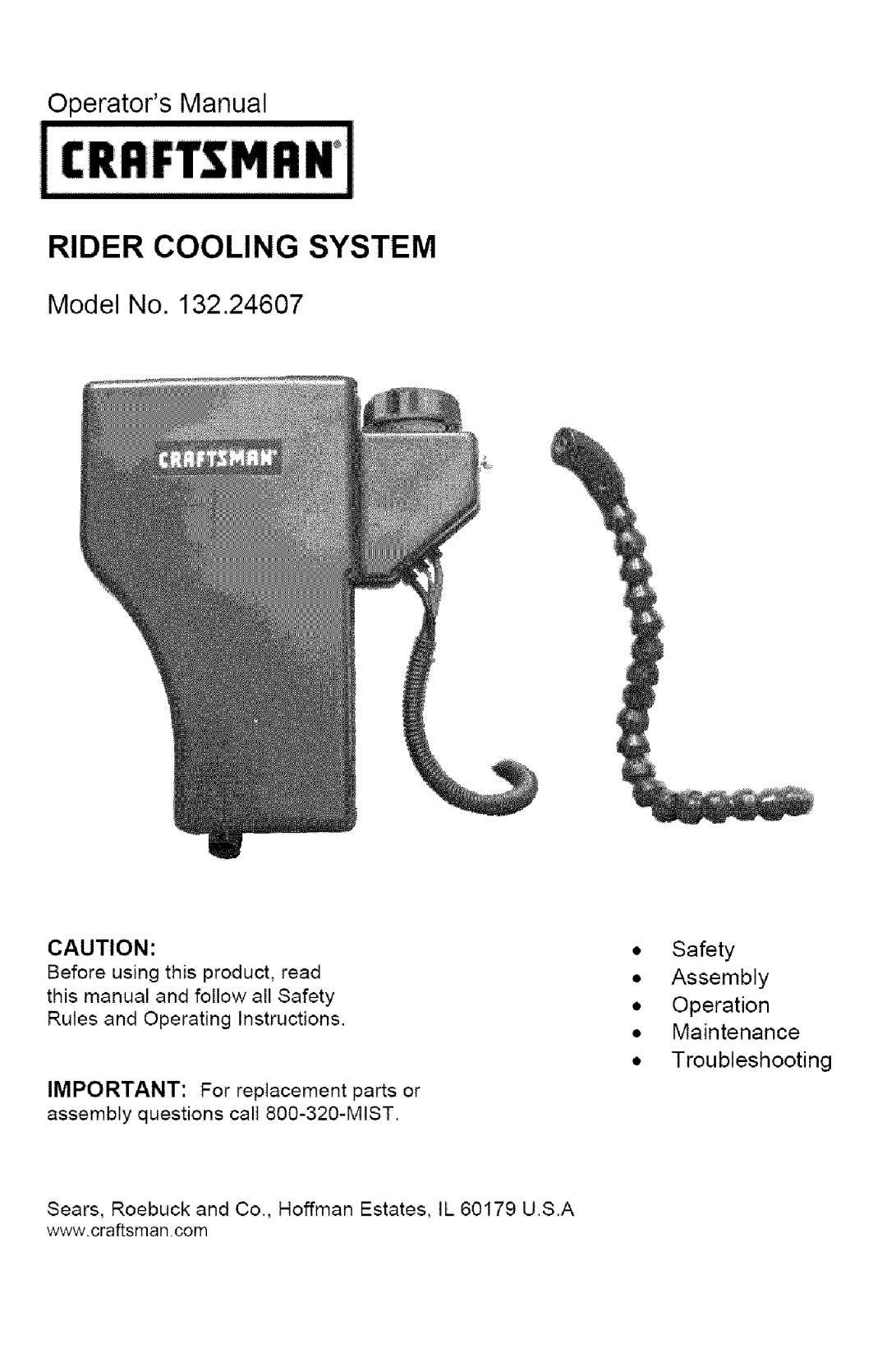 Craftsman 132.24607 manual Rider Cooling System 