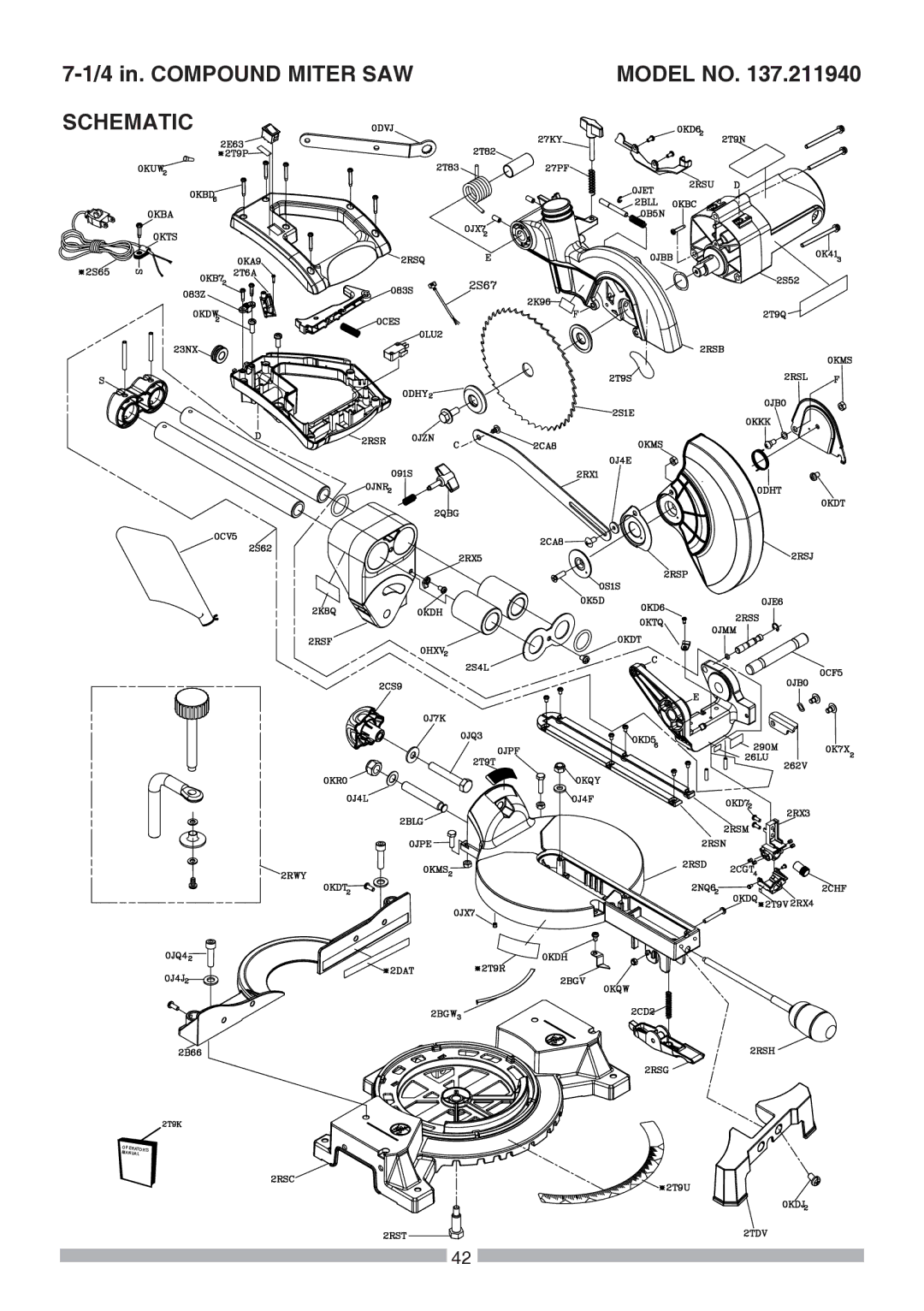 Craftsman 137.21194 operating instructions 4 in. Compound Miter SAW Model no, Schematic 