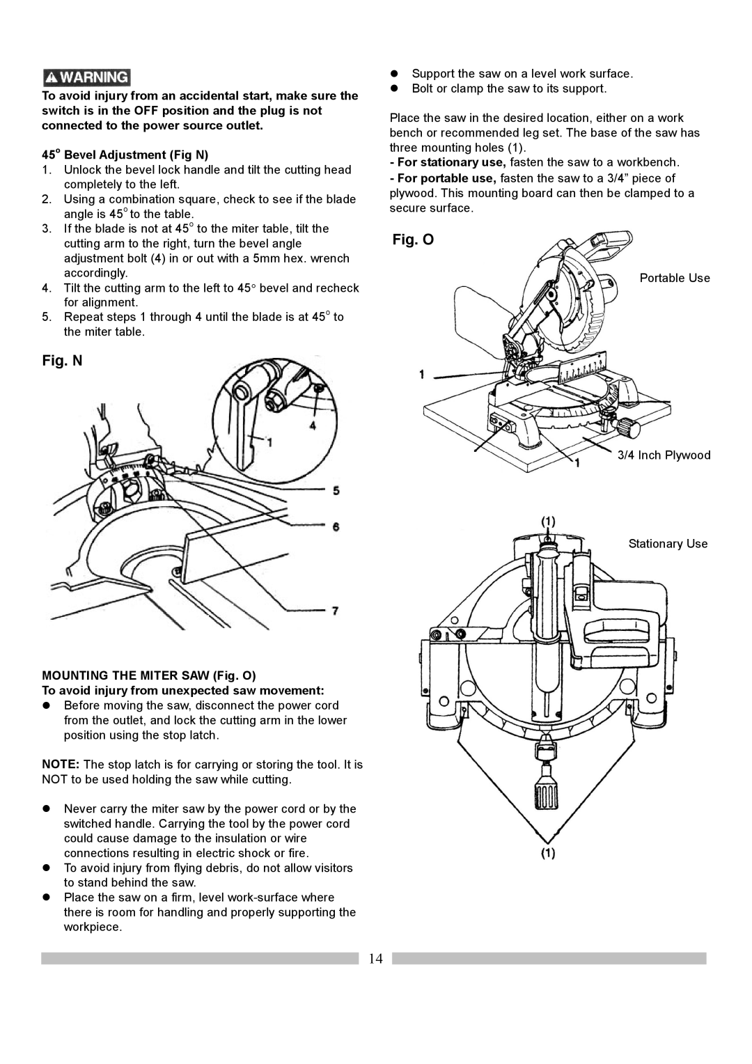 Craftsman 137.21214 operating instructions Fig. N 