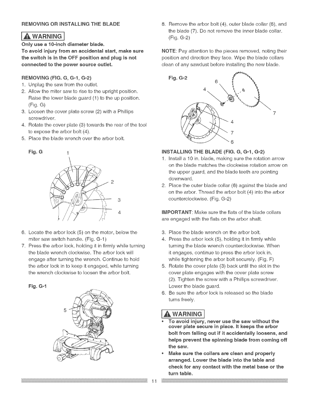 Craftsman 137.21229 operating instructions WARN Ne, Removingorinstallingtheblade 