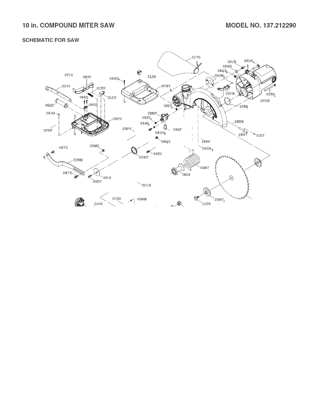 Craftsman 137.21229 operating instructions 10 in. Compound Minter SAW, Schematic for SAW 