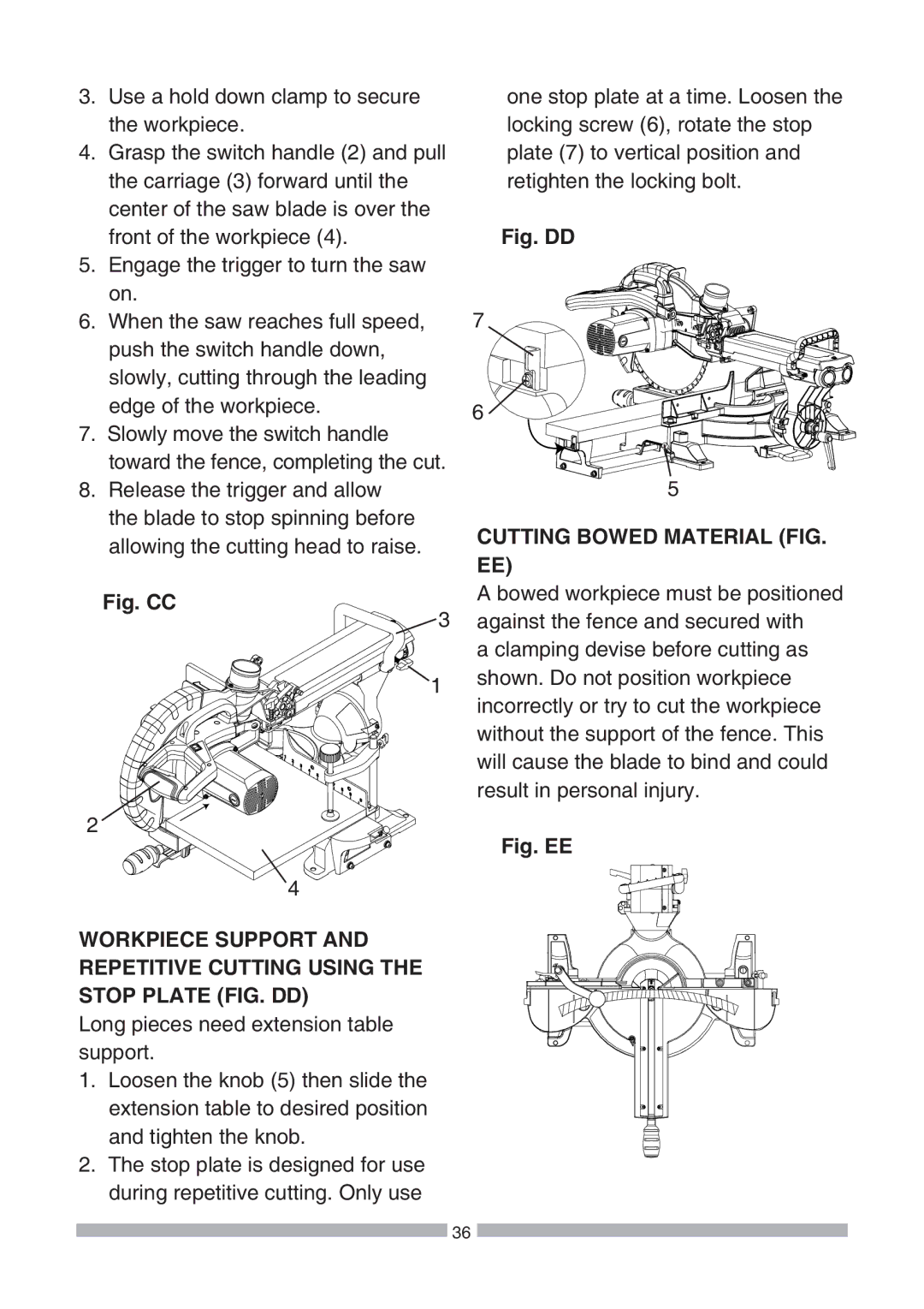 Craftsman 137.21239 operating instructions Fig. DD, Fig. CC 