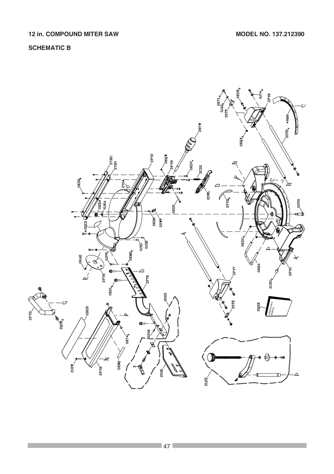 Craftsman 137.21239 operating instructions Schematic B 