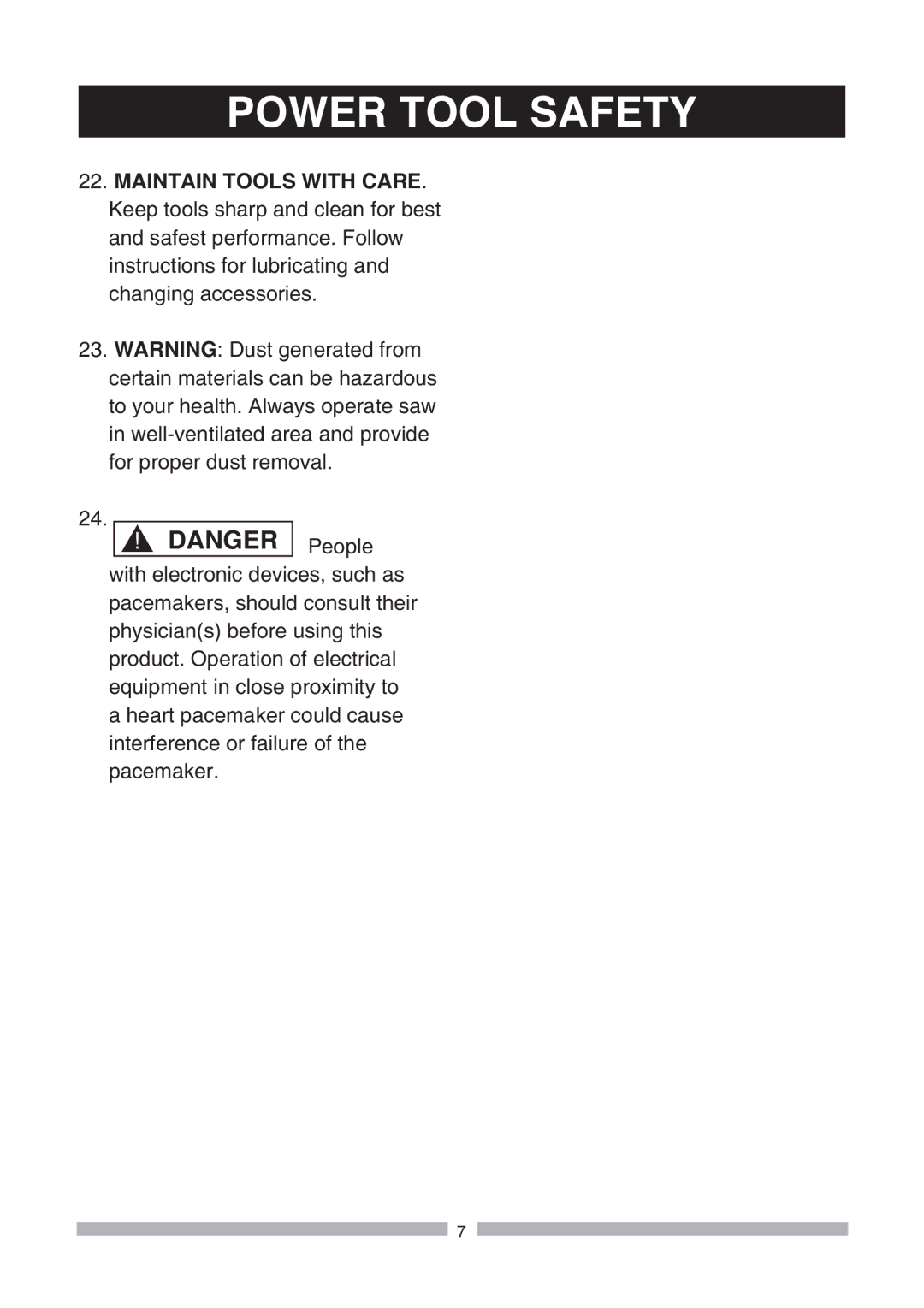 Craftsman 137.21239 operating instructions 24. ! Danger People 