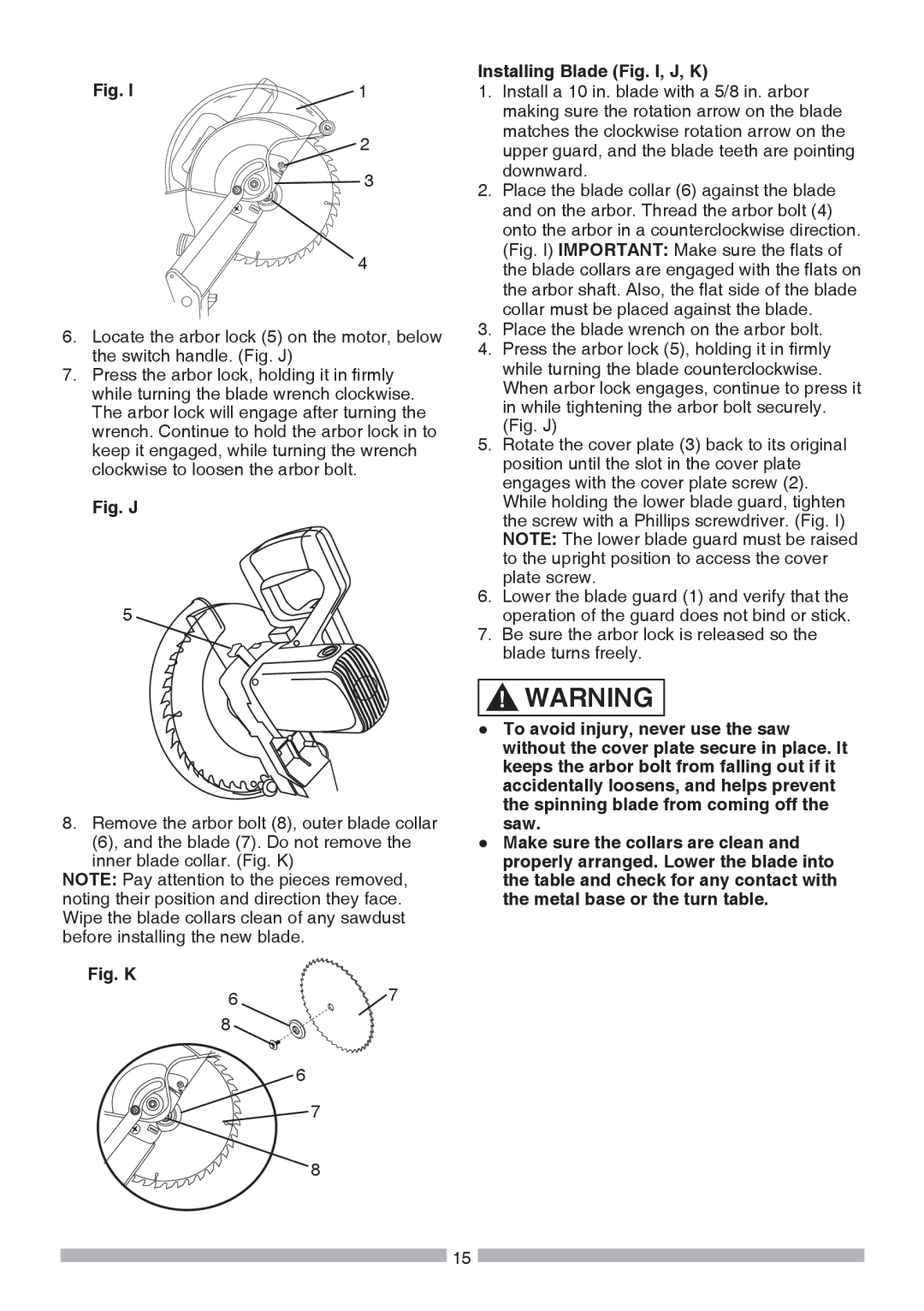 Craftsman 137.21241 operating instructions Fig. J 