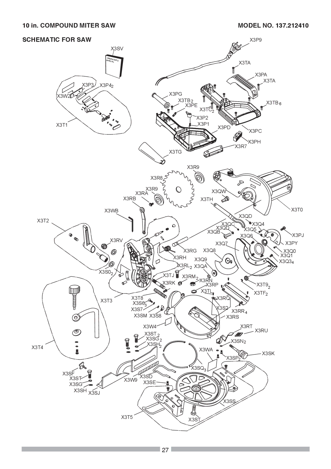 Craftsman 137.21241 operating instructions 10 in. Compound Miter SAW Model no, Schematic for SAW 