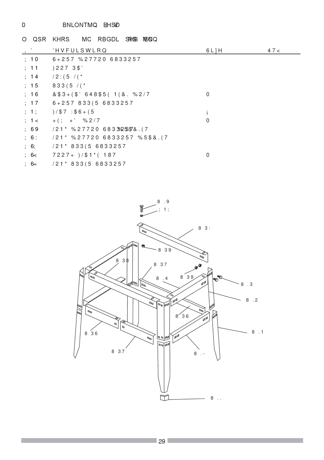 Craftsman 137.21241 operating instructions Parts List and Schematic for Stand, Qty 