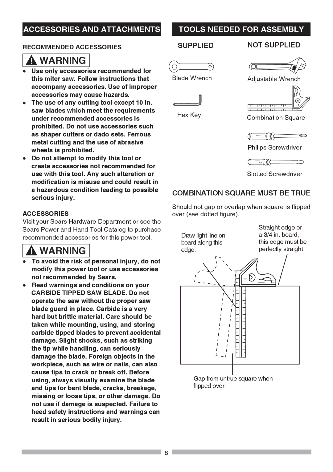 Craftsman 137.21241 operating instructions Recommended Accessories 