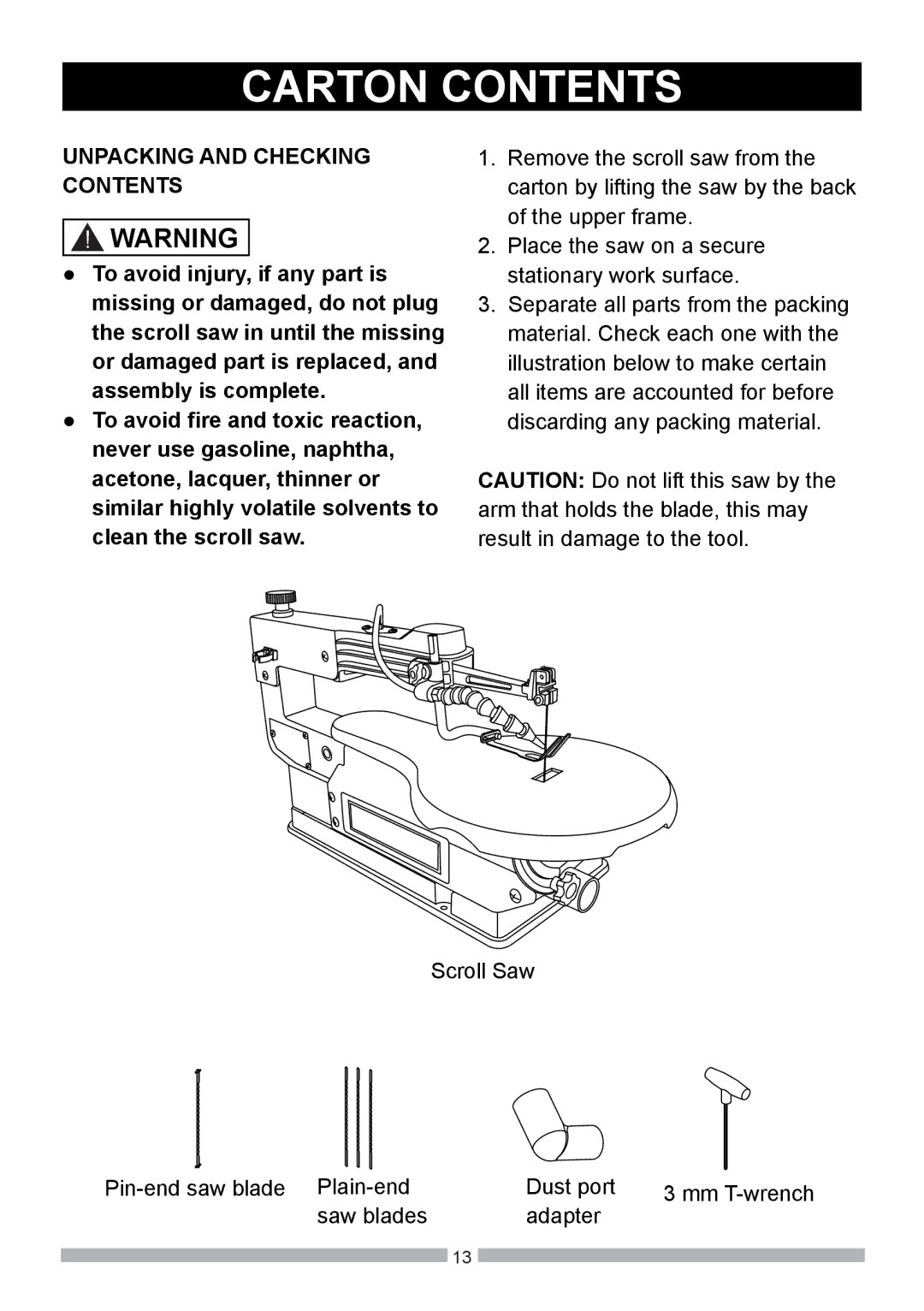 Craftsman 137.21602 operating instructions Carton Contents 