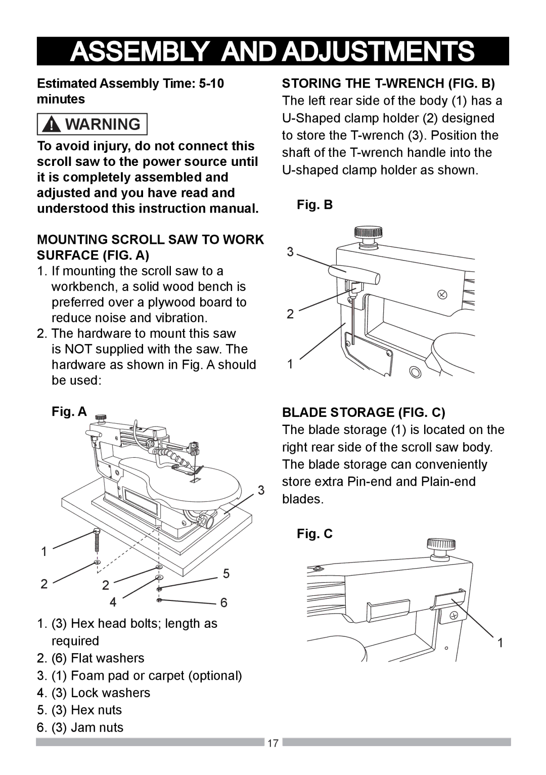 Craftsman 137.21602 operating instructions Fig. B 