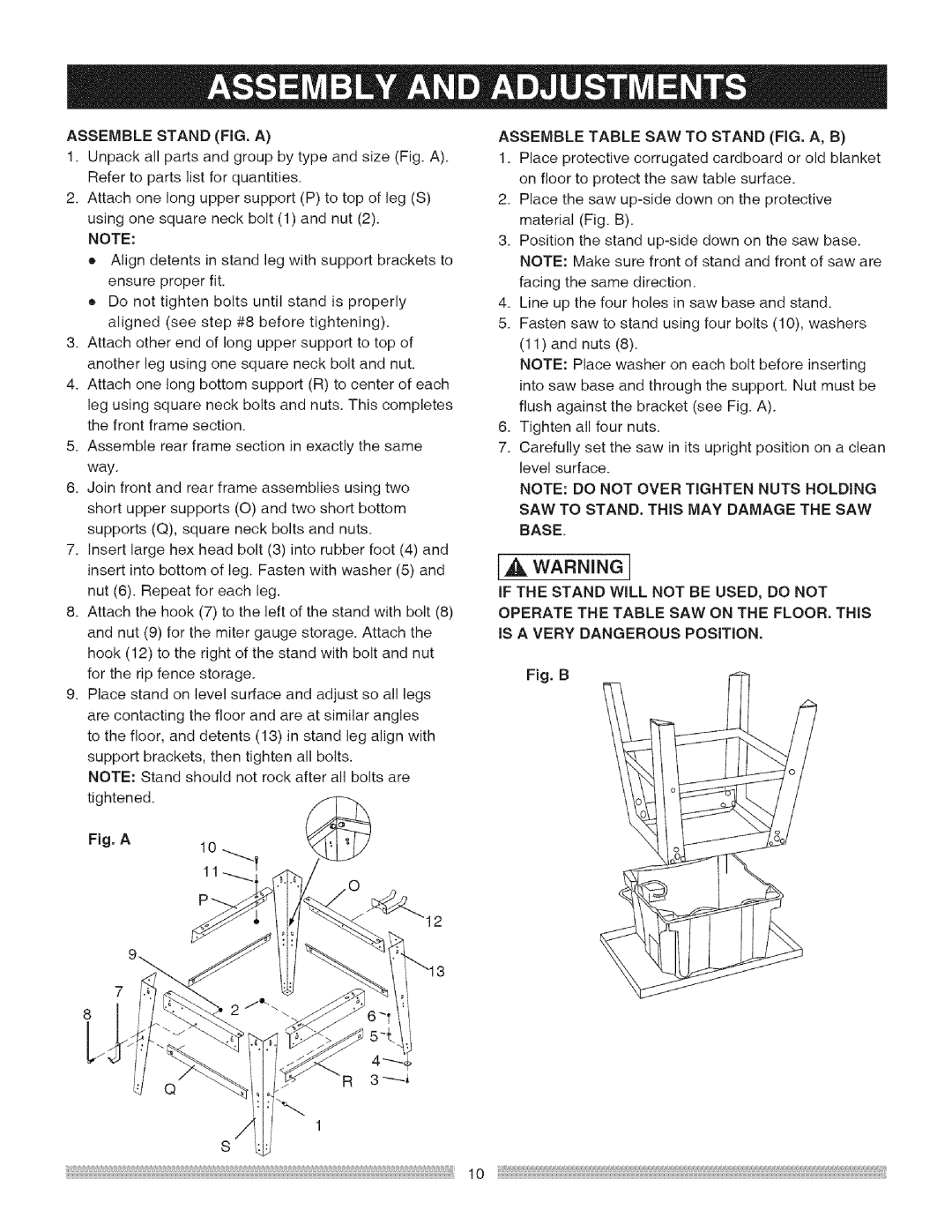 Craftsman 137.218030, 137218030001 operating instructions Assemblestandfig.A 