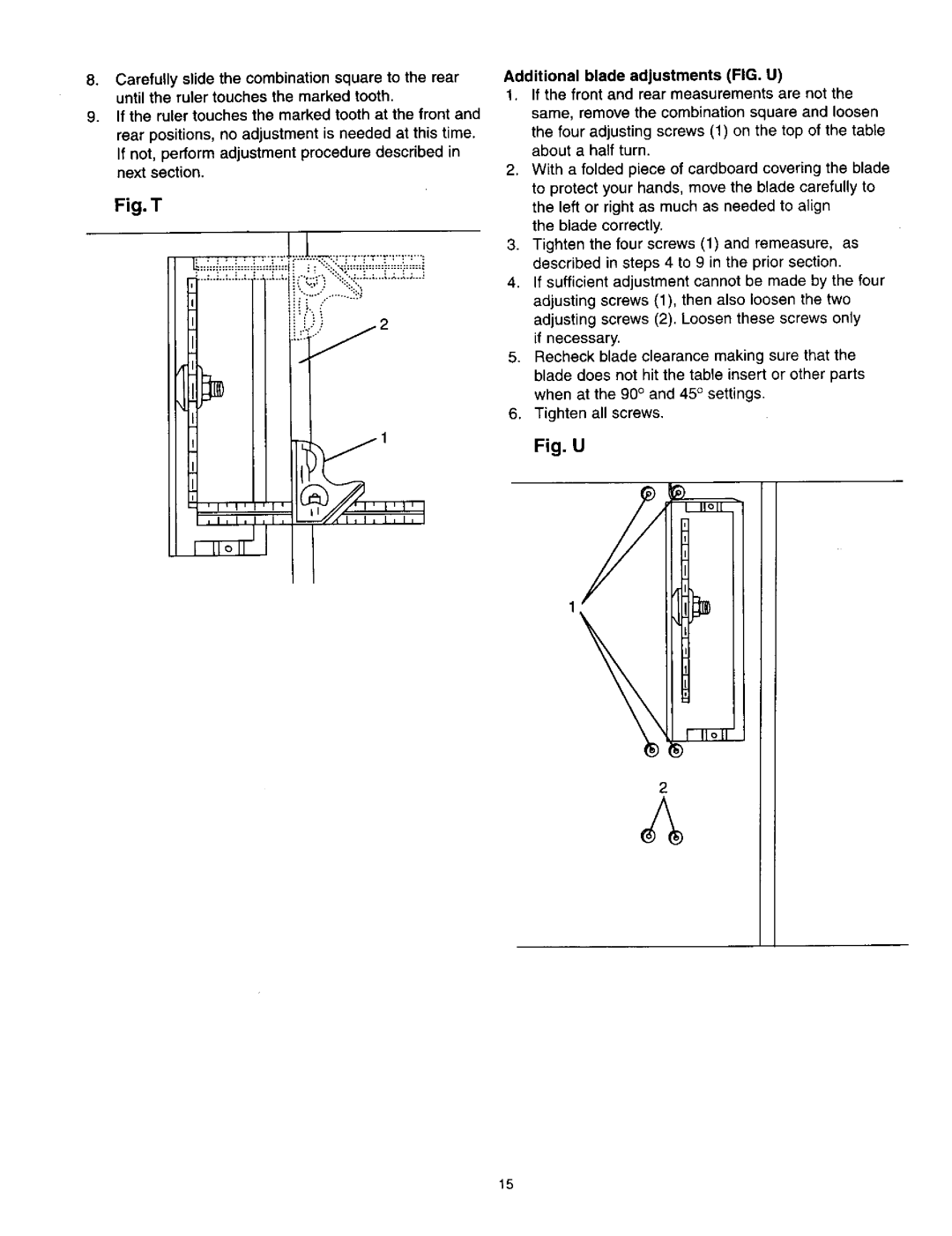 Craftsman 137.21825 owner manual Fig. T 