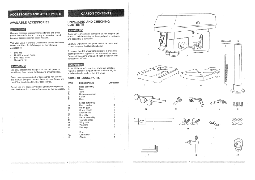 Craftsman 137.2191 owner manual Contents 