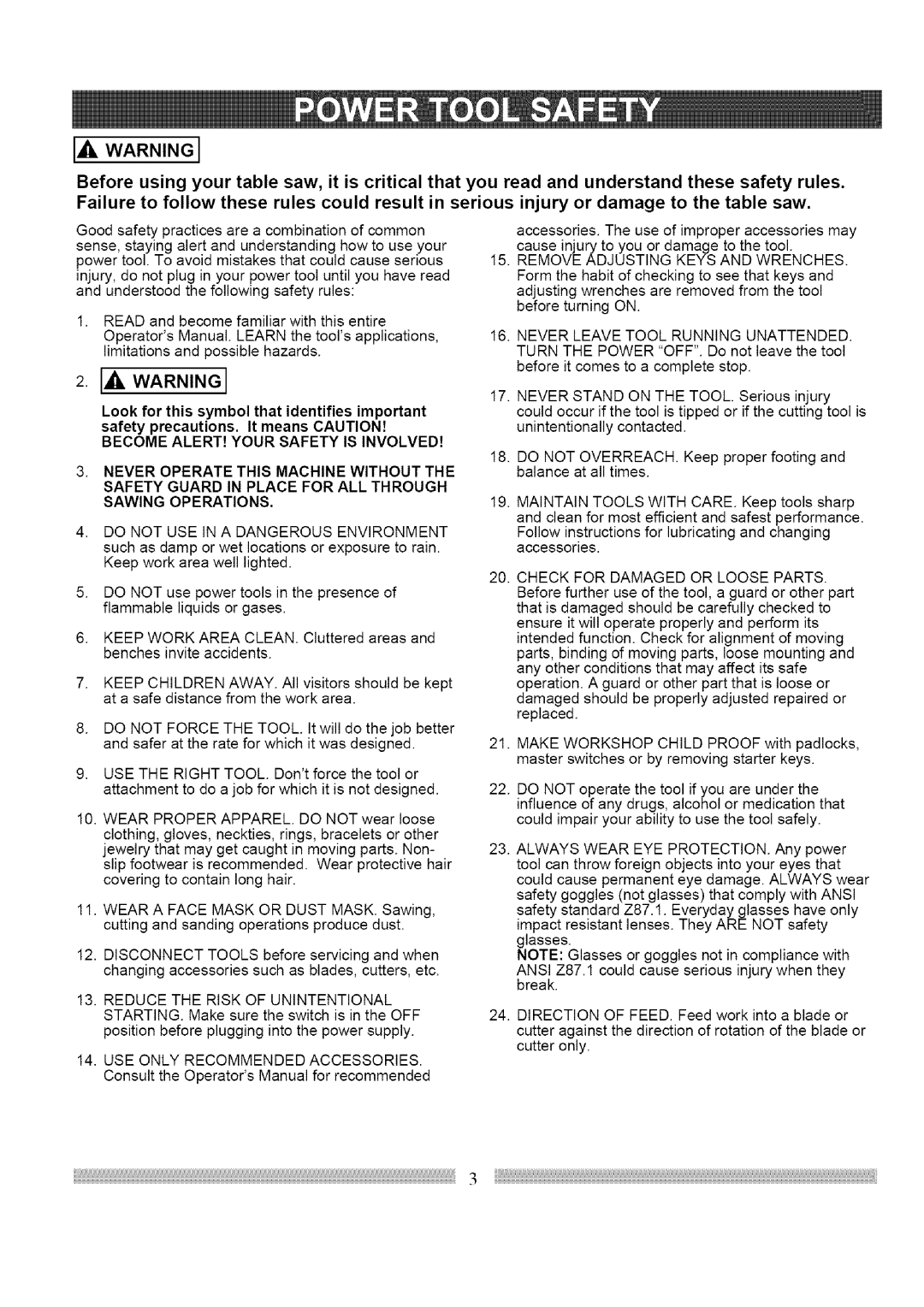 Craftsman 137.248830 operating instructions Sawing Operations 