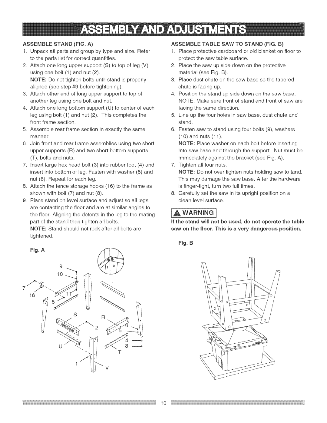 Craftsman 137.24884 operating instructions Assemblestandfig.A, Assemblerearframesectionin exactlythesame manner 