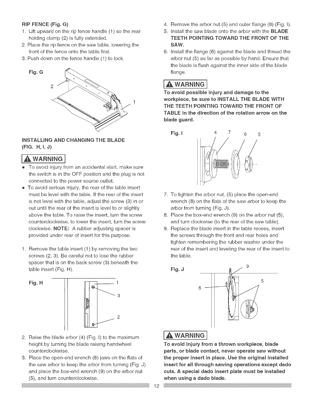 Craftsman 137.24884 operating instructions IAWARNINGn, WARNmN¢ 