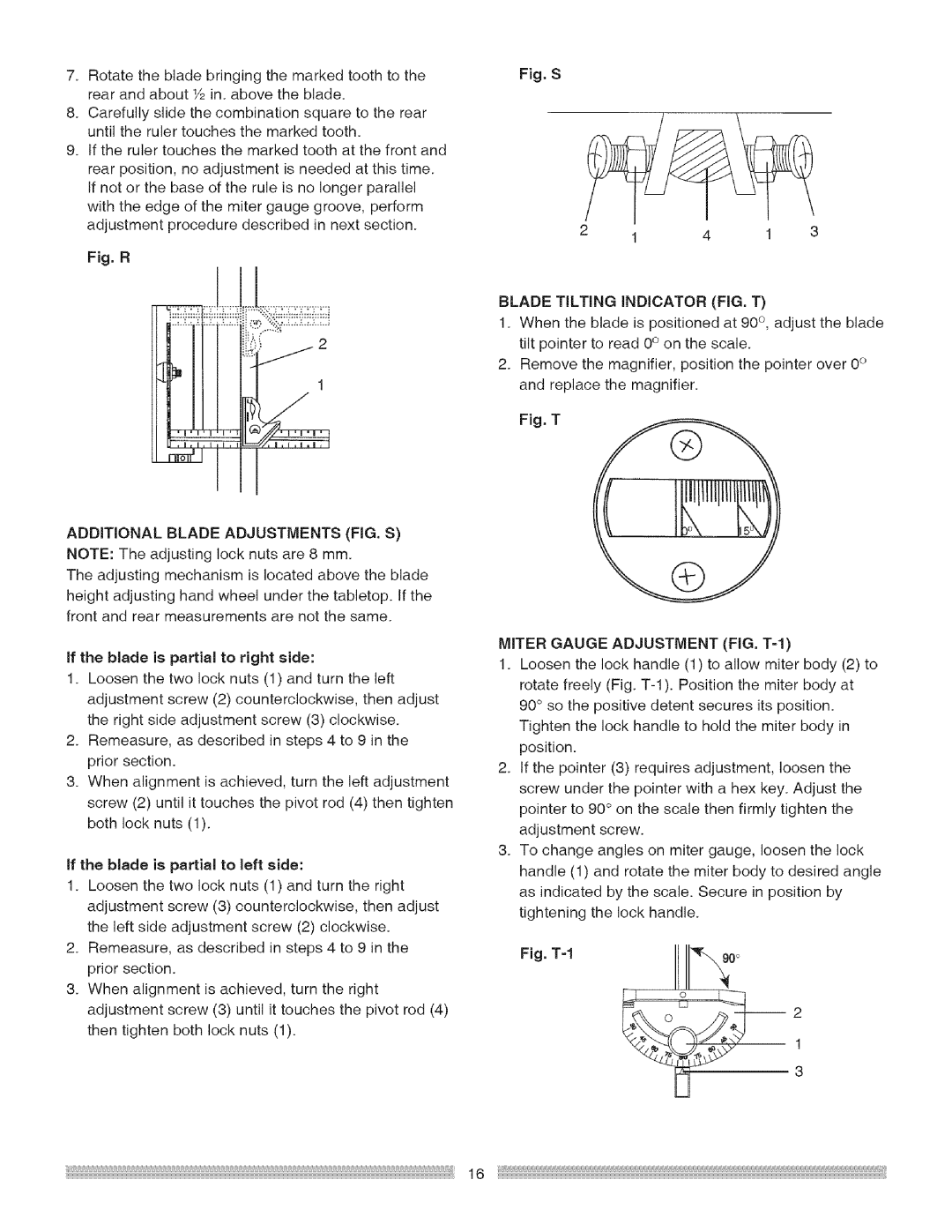 Craftsman 137.24885 operating instructions Rotatethebladebringingthemarkedtoothtothe, Blade Tilting Indicator FIG. T 