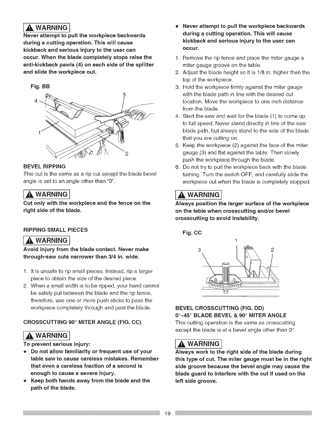 Craftsman 137.24885 operating instructions RiPPiNG Small Pieces, To prevent serious injury, Enough to cause a severe injury 