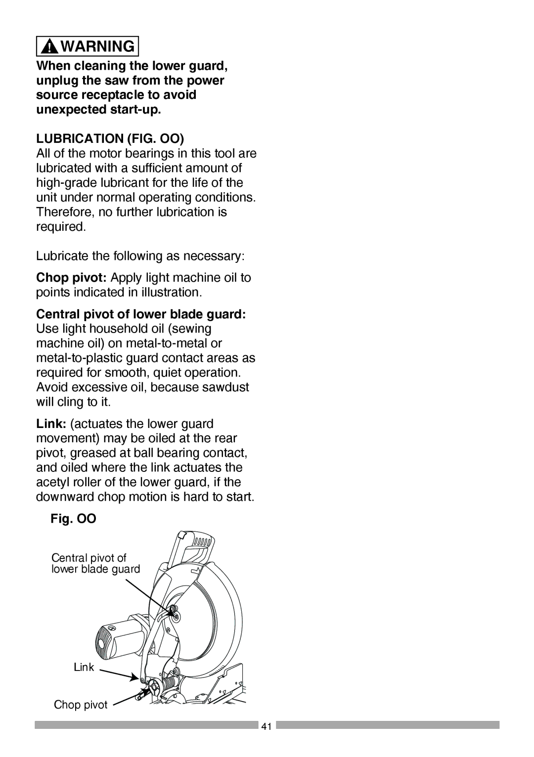 Craftsman 137.37564 manual Lubrication FIG. OO, Fig. OO 