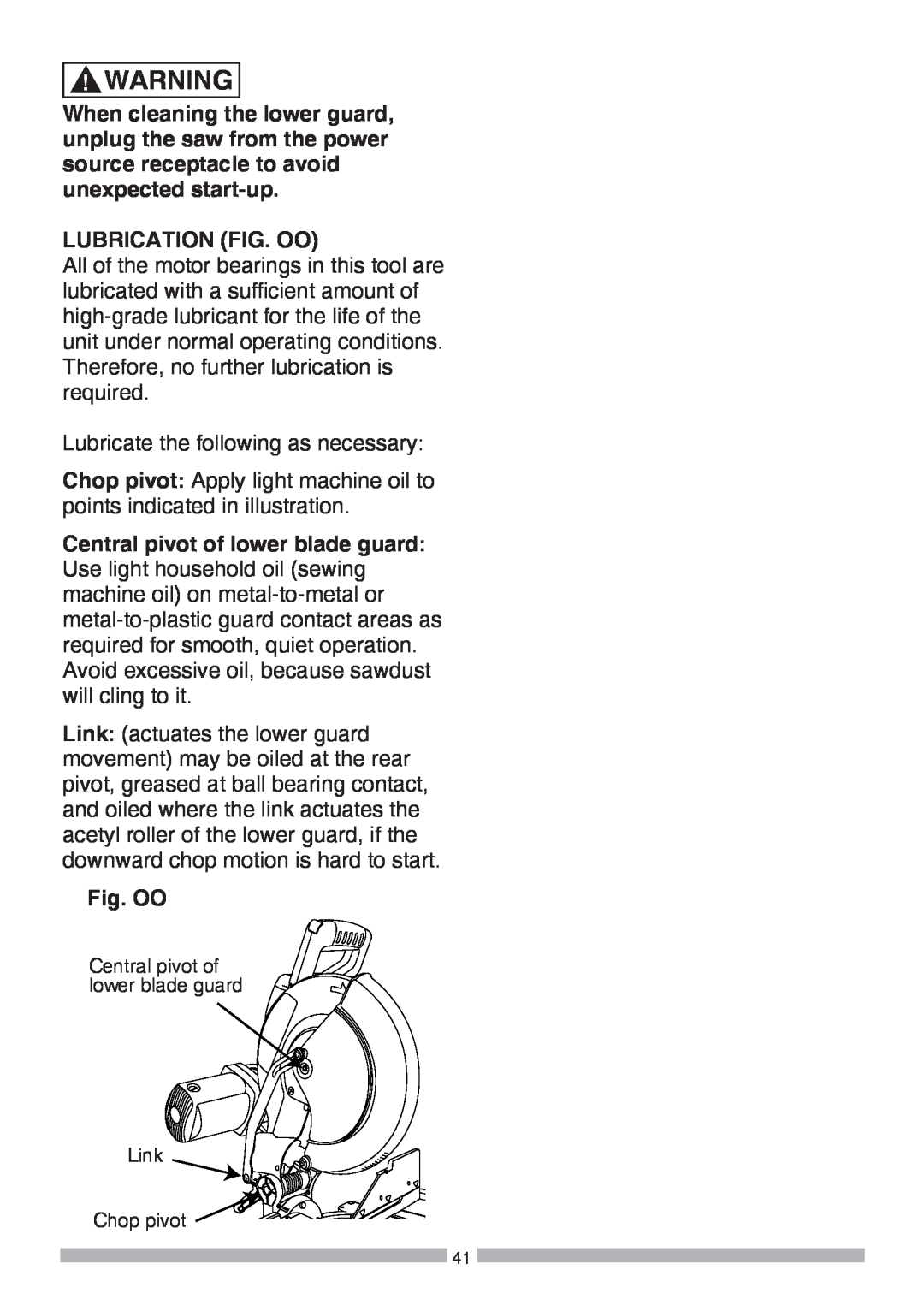 Craftsman 137.37564 manual Lubrication Fig. Oo 