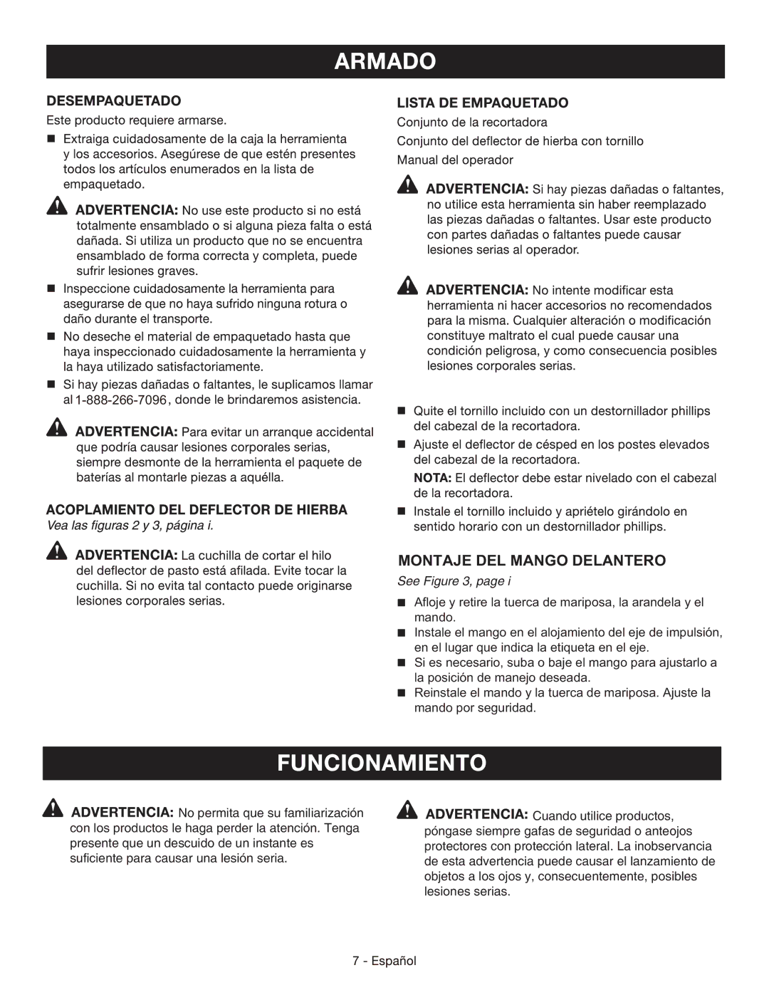 Craftsman 138.74544 manual Montaje DEL Mango Delantero 