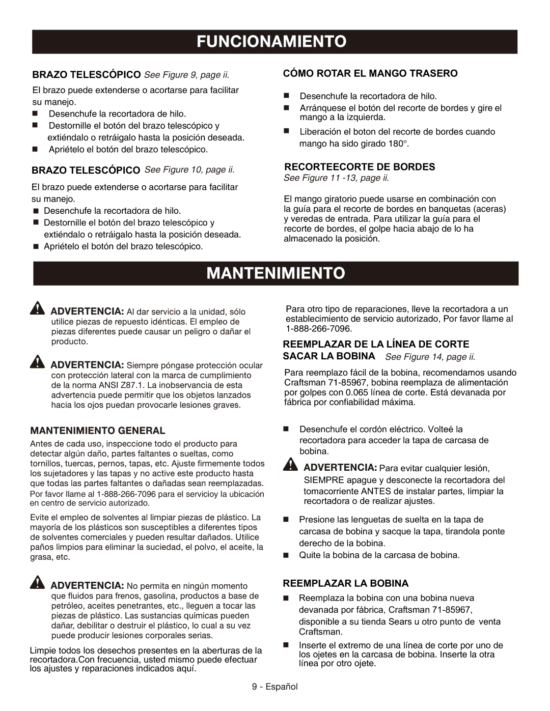 Craftsman 138.74544 manual Cómo Rotar EL Mango Trasero 