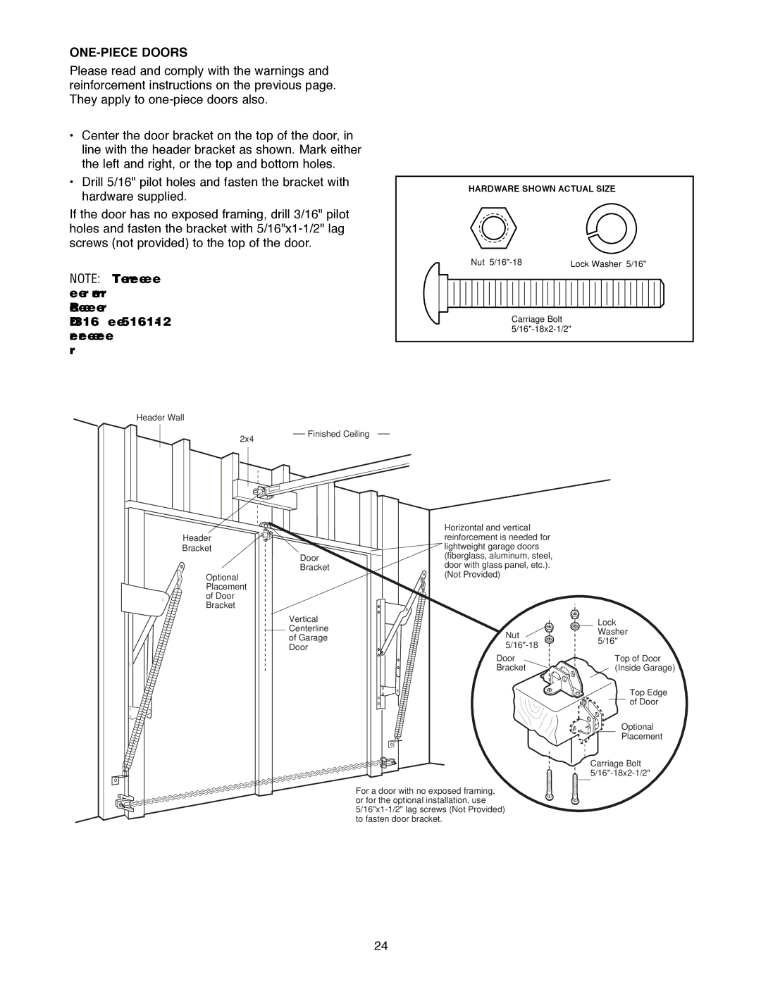 Craftsman 139.18595 owner manual ONE-PIECE Doors, Header Wall 2x4 