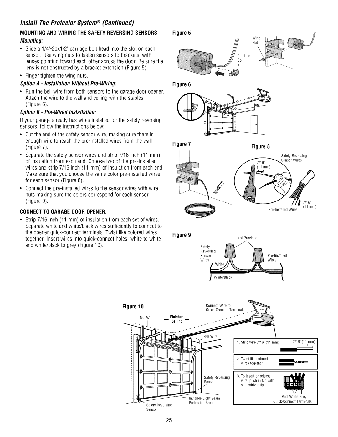 Craftsman 139.3043 Insta// TheProtectorSystem, Mounting, Option B Pre-Wired /nsta//ation, Connectto Garagedooropener 