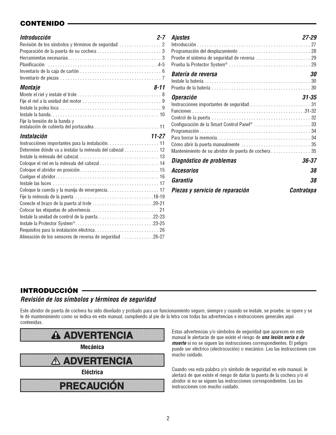 Craftsman 139.3043 owner manual Revisi6n de lossimbo/osy trminosde seguridad 